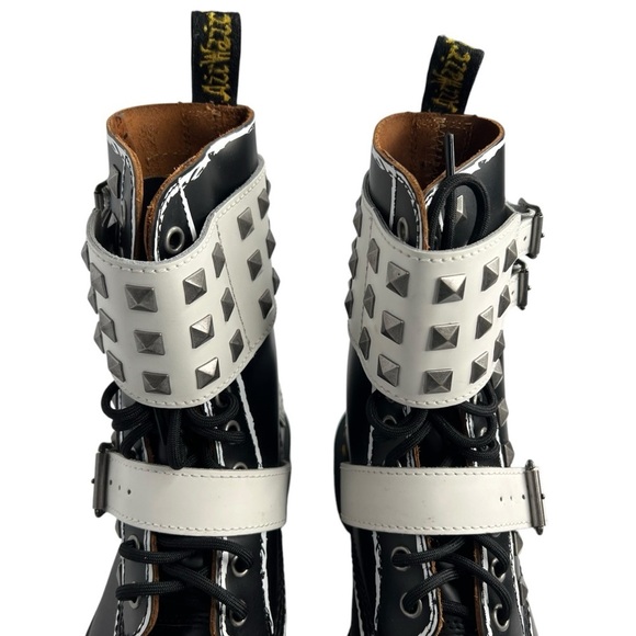Dr Martens 1490 Joska Stud Boot Black White Rolled Vintage Smooth Size 7 NEW - Picture 13 of 16